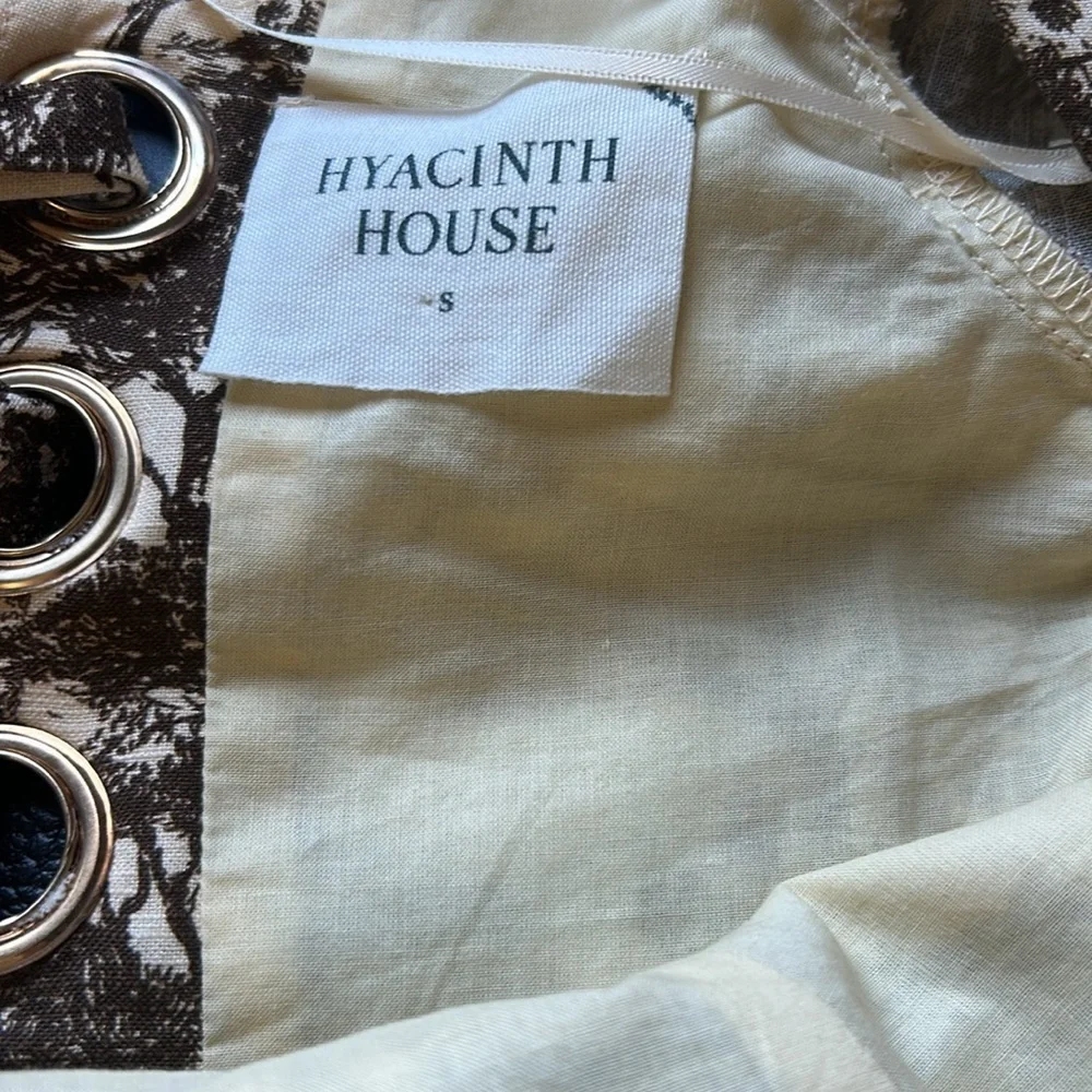 Tuckernuck Hyacinth House Brown Toile Camilla Corset Midi Dress Puff Sleeve Sz S - Picture 11 of 14